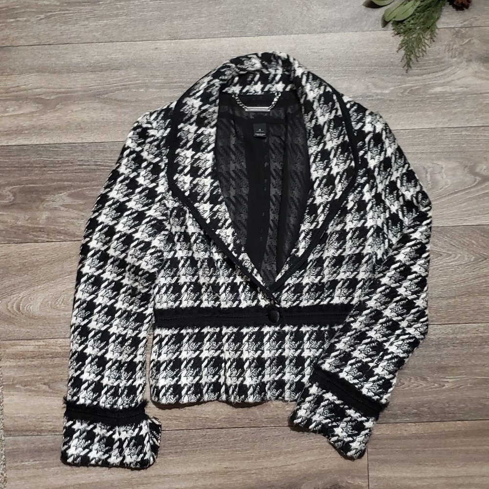 BLACK & WHITE HOUNDSTOOTH BLAZER